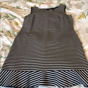 Cute Lands End Ponte Shift Navy Stripe Dress